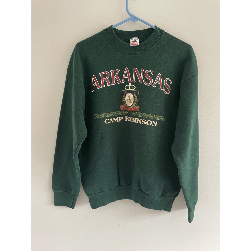 Vintage 80s Fruit of the Loom Arkansas Green Crewneck Sweatshirt‎ Adult L